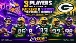 Packers and Vikings players Brett Favre, Greg Jennings, Ryan Longwell, Gilbert Brown, Robert Ferguson and Letroy Guion